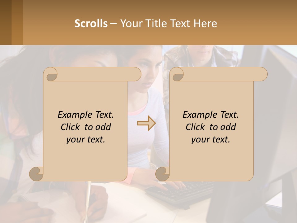 A Group Of People Looking At A Computer Screen PowerPoint Template