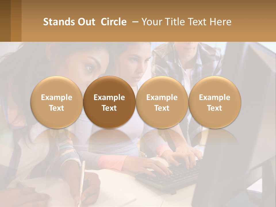 A Group Of People Looking At A Computer Screen PowerPoint Template