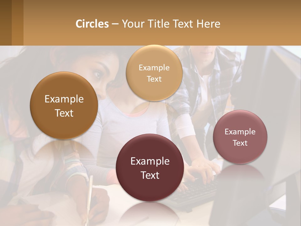 A Group Of People Looking At A Computer Screen PowerPoint Template