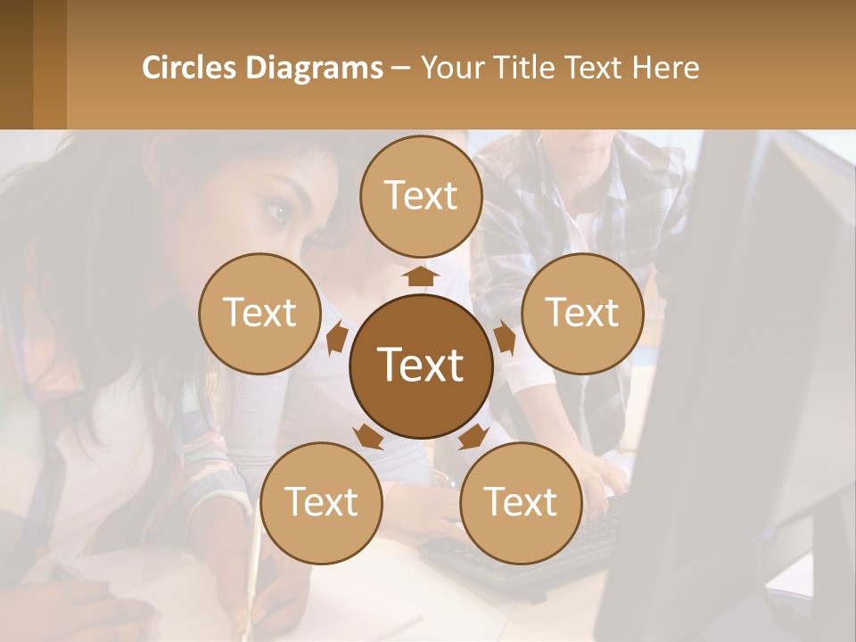 A Group Of People Looking At A Computer Screen PowerPoint Template