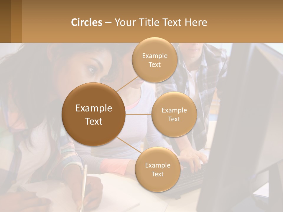 A Group Of People Looking At A Computer Screen PowerPoint Template