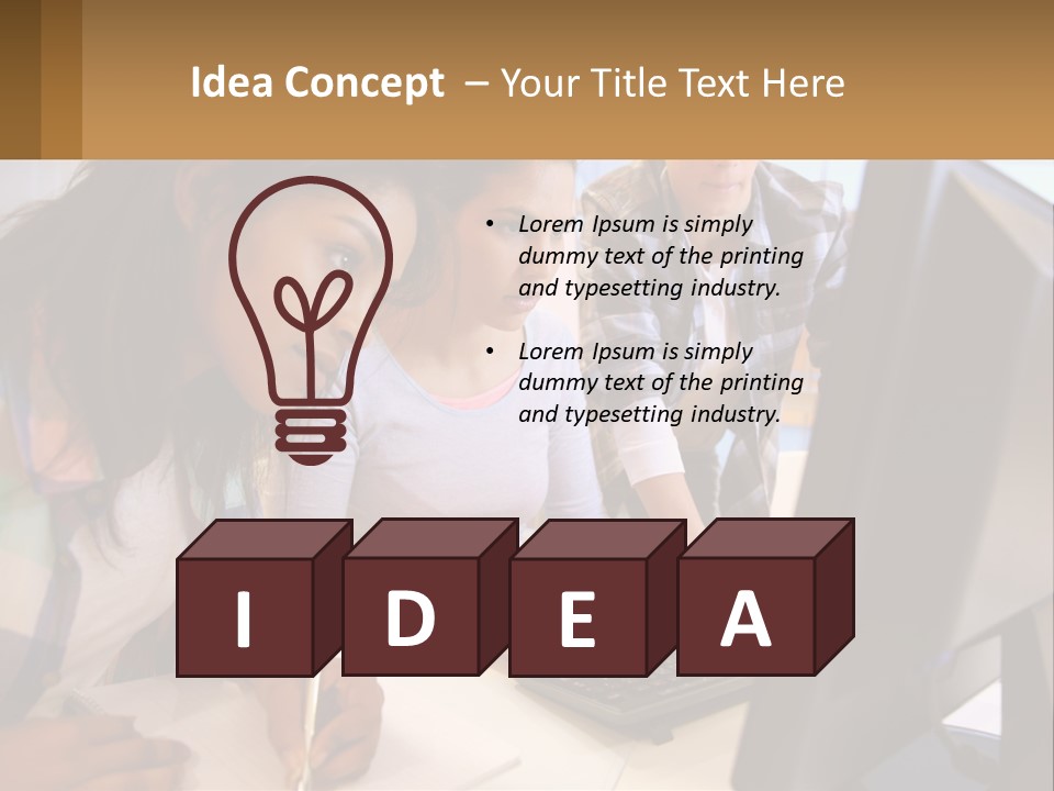 A Group Of People Looking At A Computer Screen PowerPoint Template