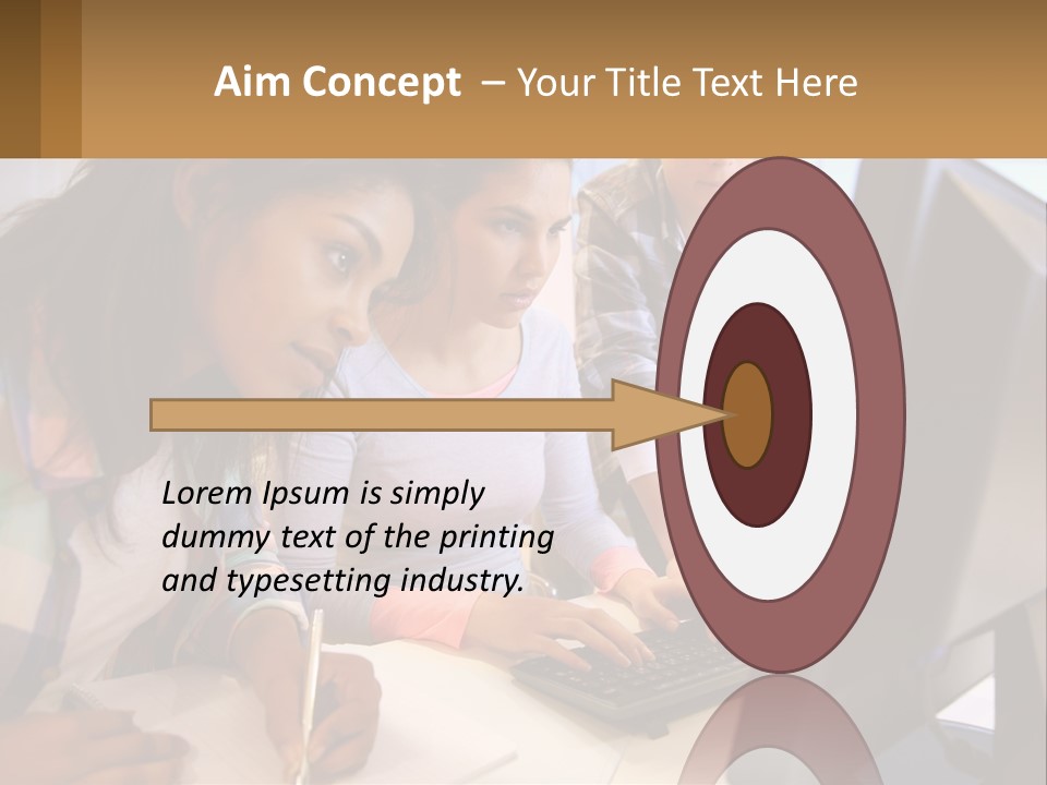 A Group Of People Looking At A Computer Screen PowerPoint Template