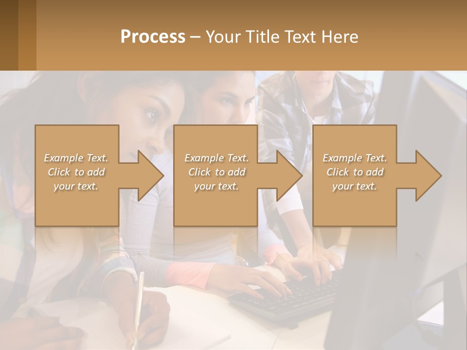 A Group Of People Looking At A Computer Screen PowerPoint Template