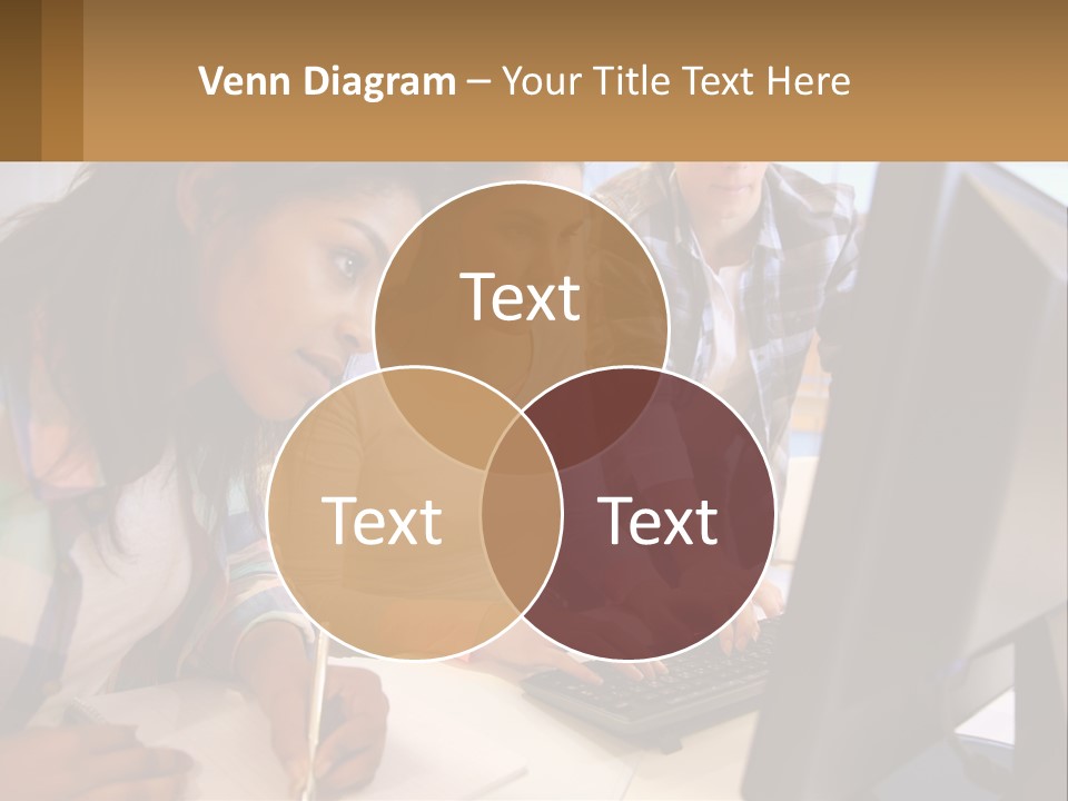 A Group Of People Looking At A Computer Screen PowerPoint Template