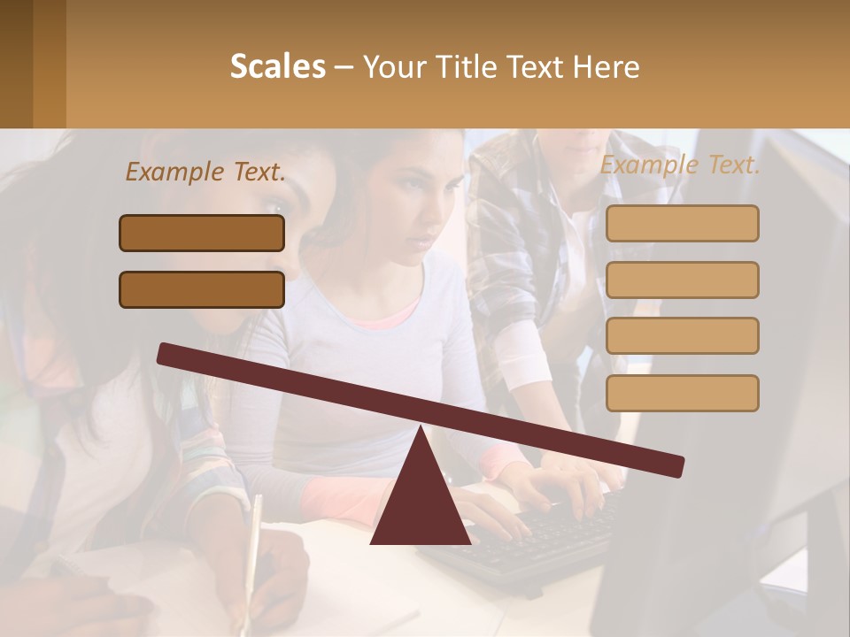 A Group Of People Looking At A Computer Screen PowerPoint Template