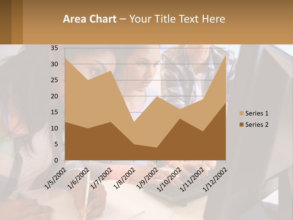 A Group Of People Looking At A Computer Screen PowerPoint Template