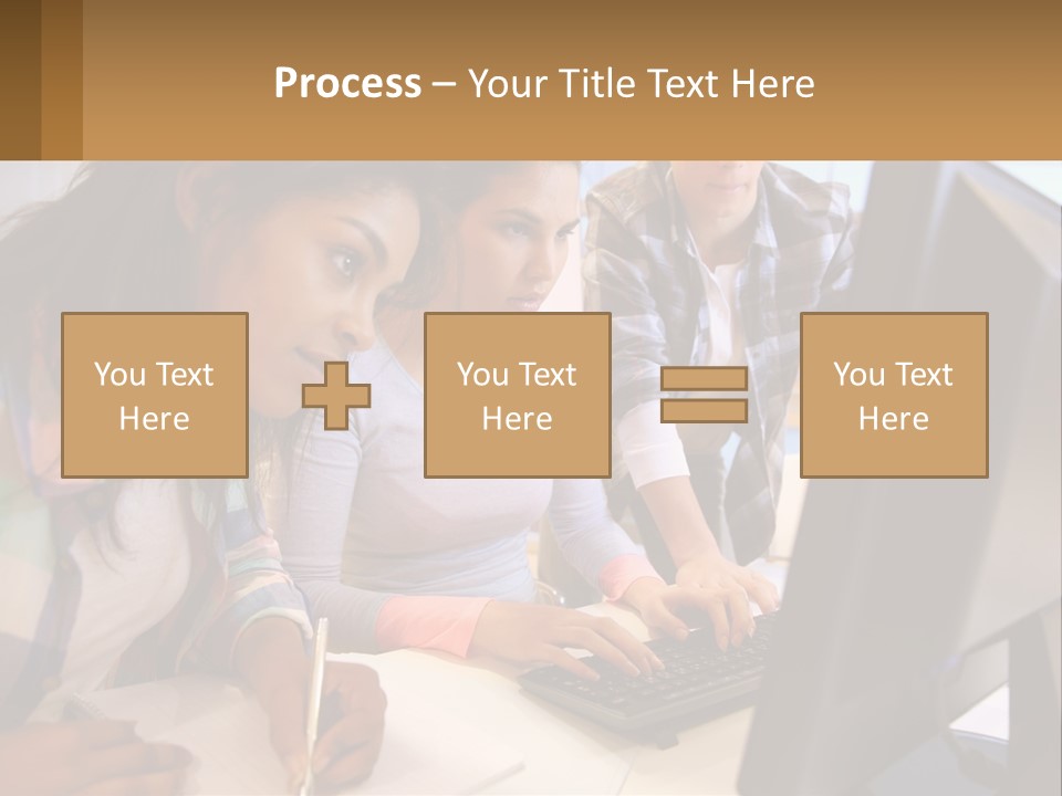 A Group Of People Looking At A Computer Screen PowerPoint Template