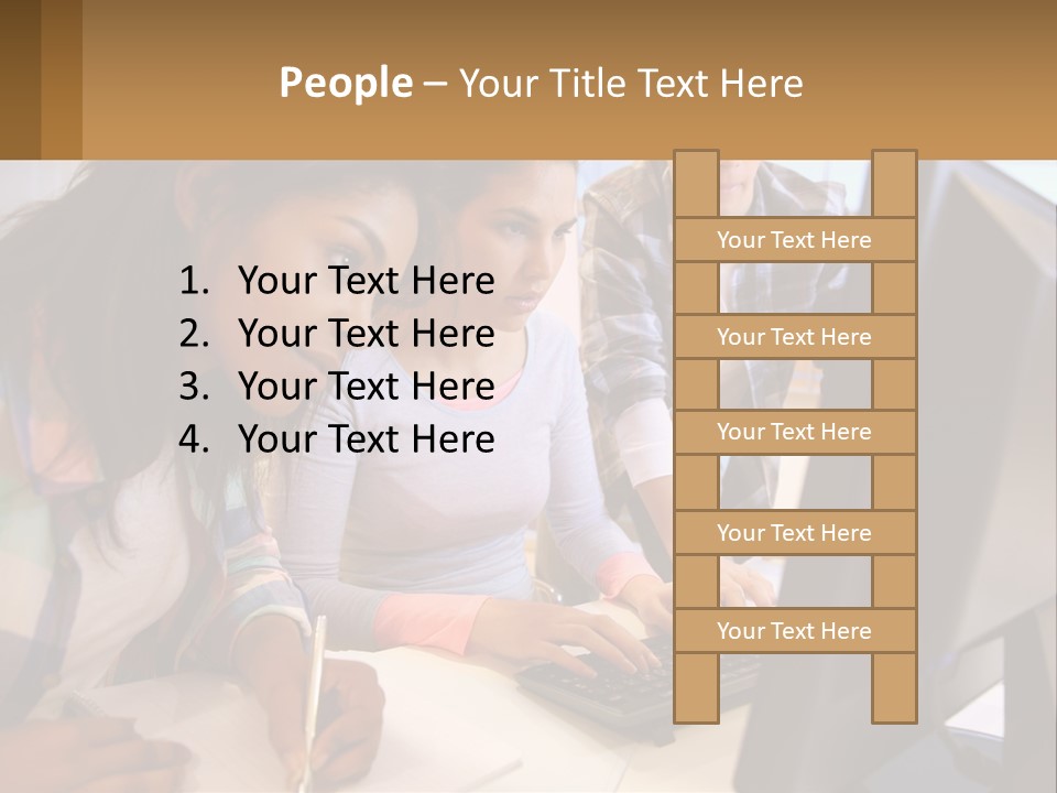 A Group Of People Looking At A Computer Screen PowerPoint Template