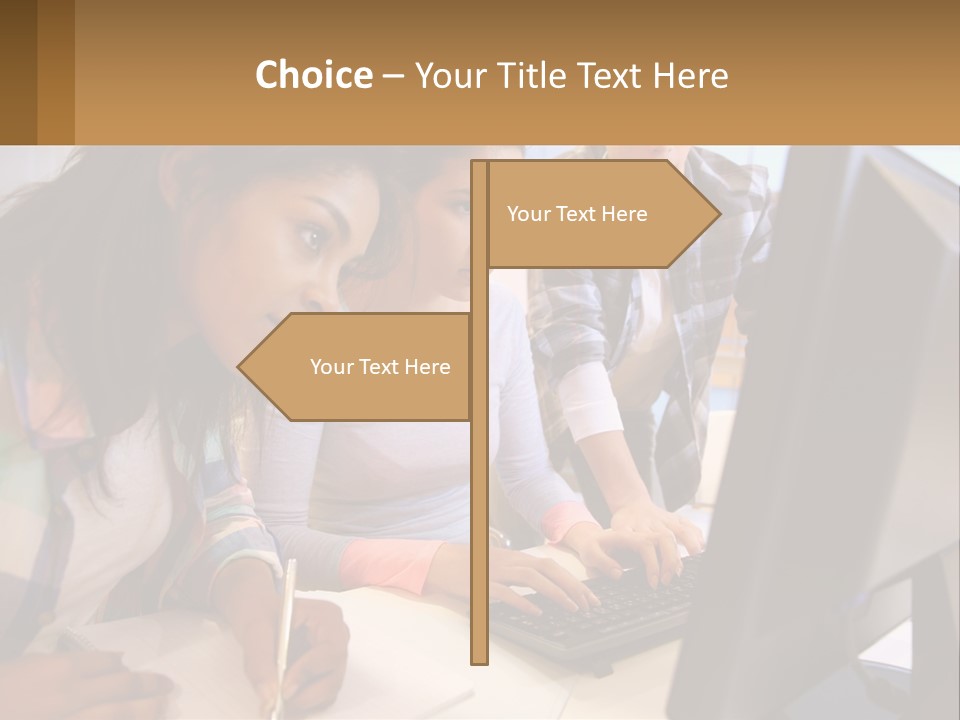 A Group Of People Looking At A Computer Screen PowerPoint Template