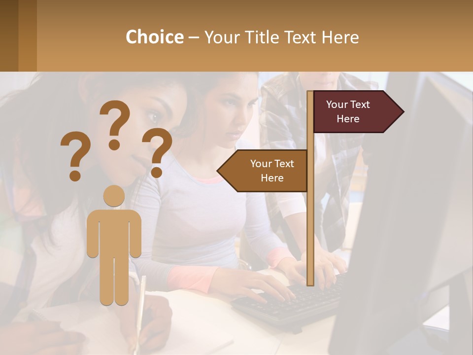 A Group Of People Looking At A Computer Screen PowerPoint Template
