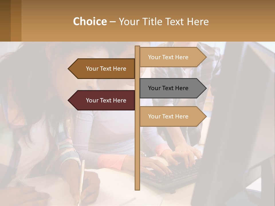 A Group Of People Looking At A Computer Screen PowerPoint Template