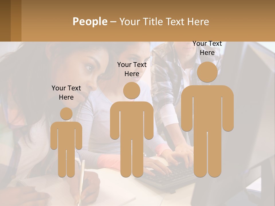 A Group Of People Looking At A Computer Screen PowerPoint Template