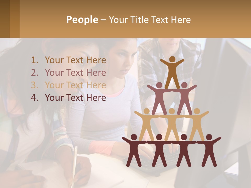 A Group Of People Looking At A Computer Screen PowerPoint Template