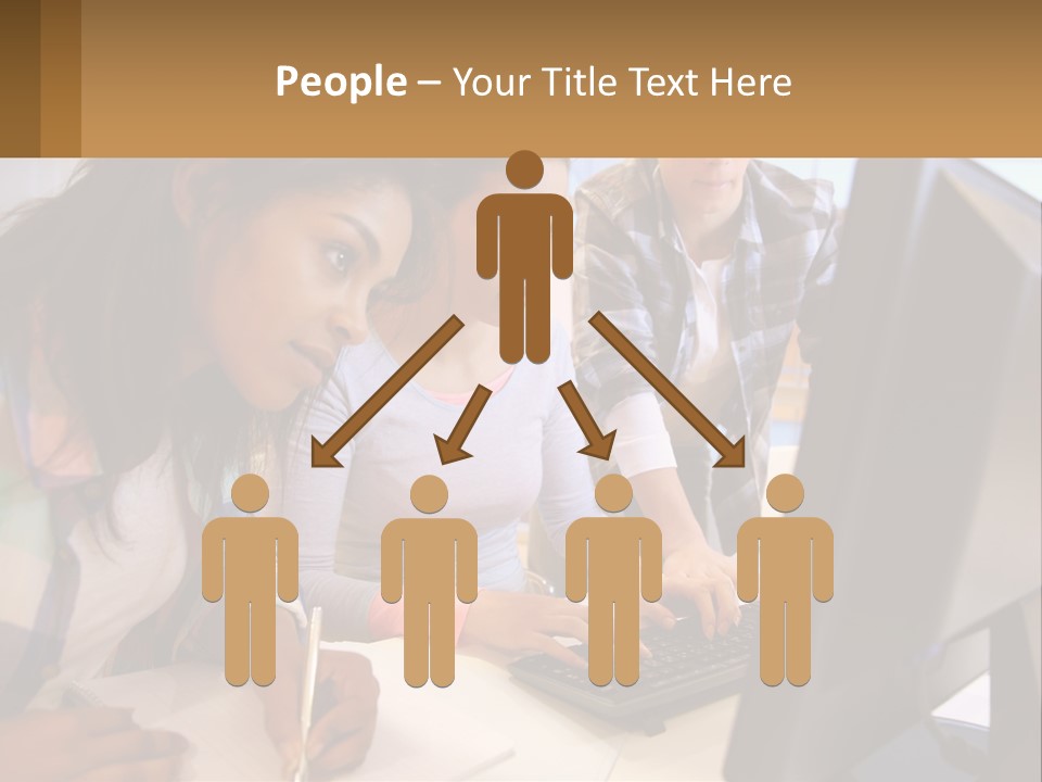 A Group Of People Looking At A Computer Screen PowerPoint Template