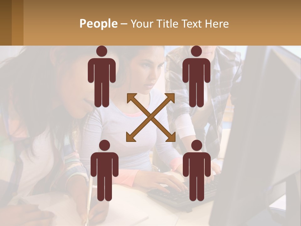 A Group Of People Looking At A Computer Screen PowerPoint Template