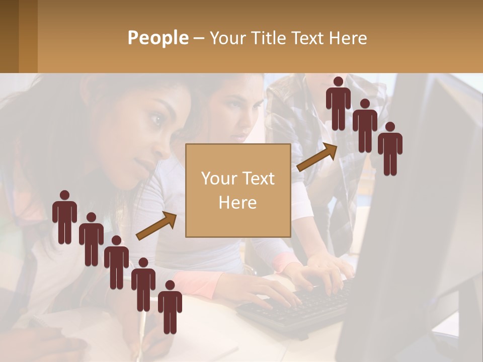 A Group Of People Looking At A Computer Screen PowerPoint Template