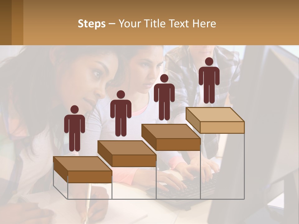 A Group Of People Looking At A Computer Screen PowerPoint Template