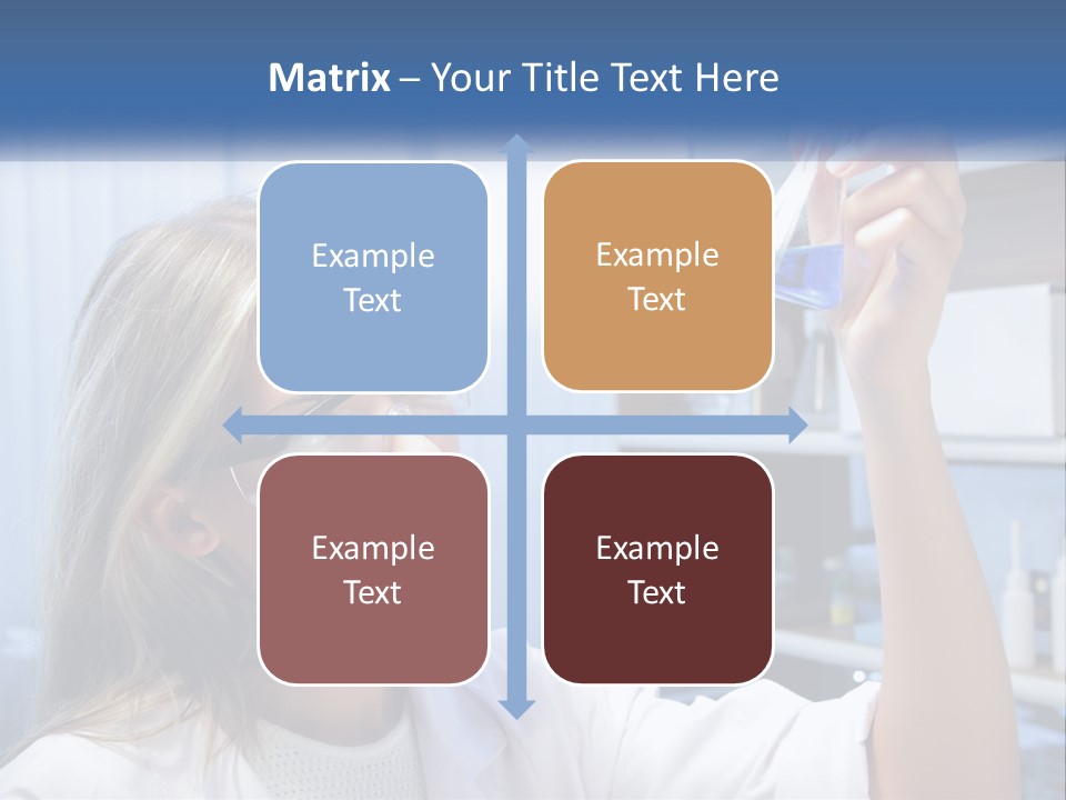 A Woman In Glasses Holding A Flask Of Blue Liquid PowerPoint Template