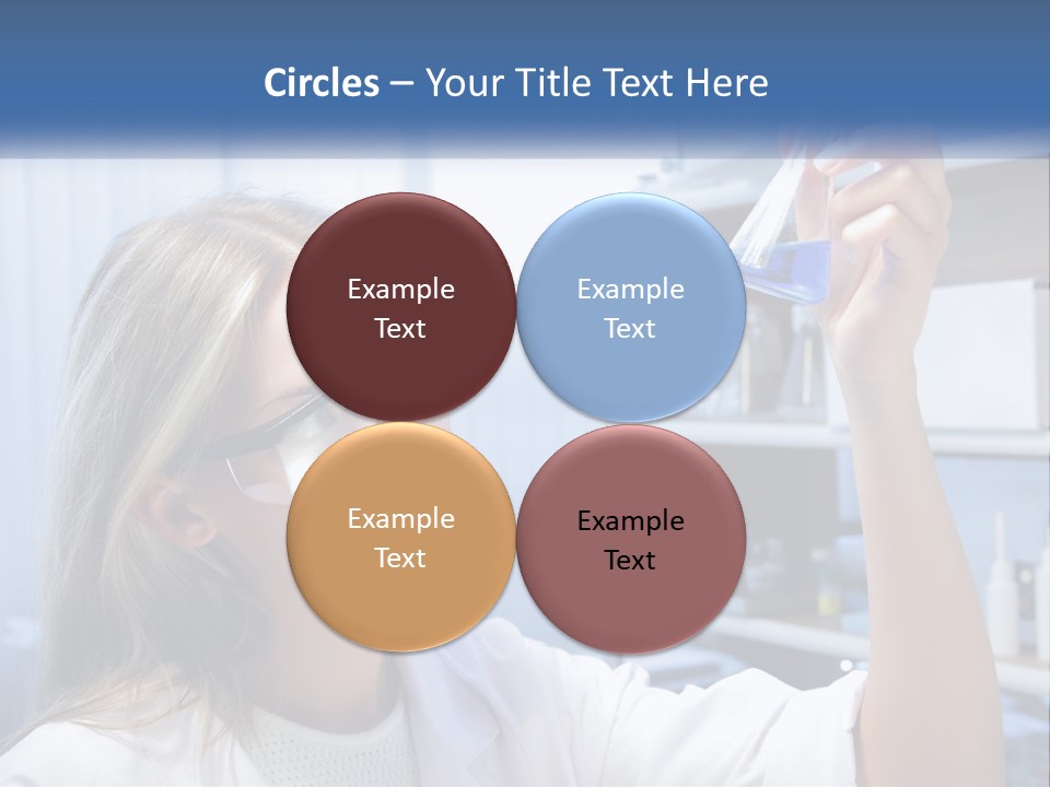 A Woman In Glasses Holding A Flask Of Blue Liquid PowerPoint Template