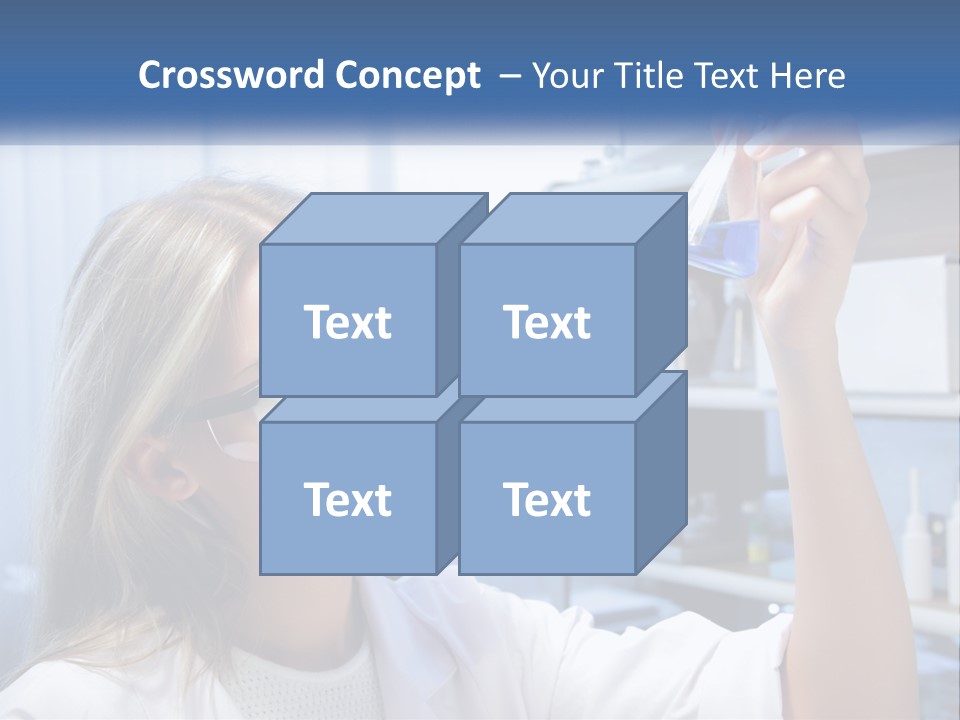 A Woman In Glasses Holding A Flask Of Blue Liquid PowerPoint Template