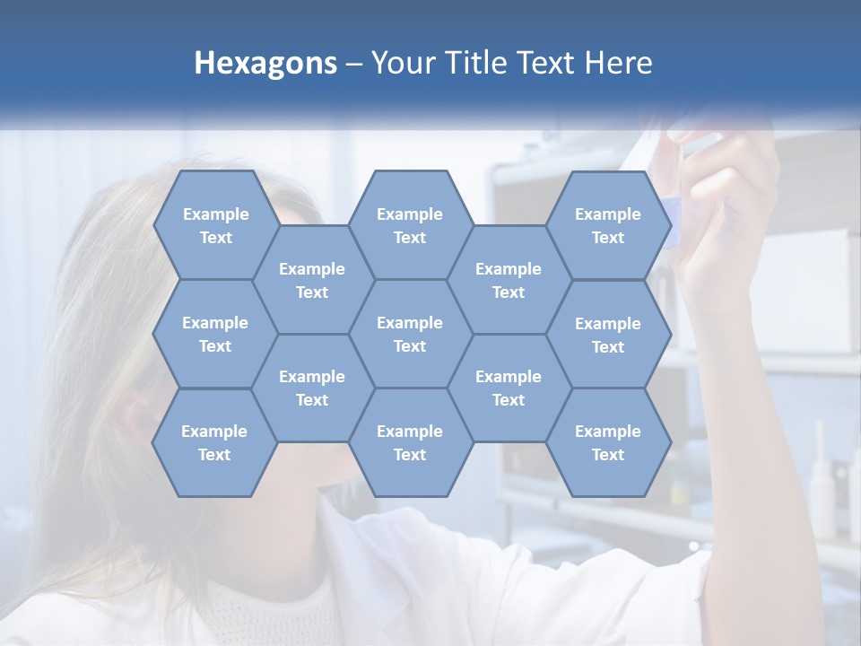 A Woman In Glasses Holding A Flask Of Blue Liquid PowerPoint Template