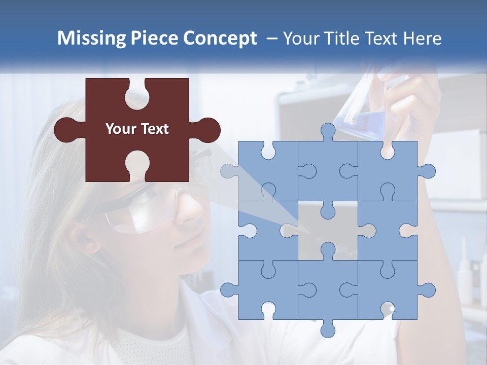 A Woman In Glasses Holding A Flask Of Blue Liquid PowerPoint Template