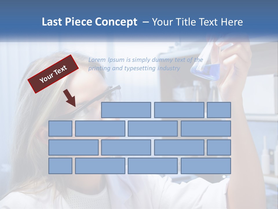 A Woman In Glasses Holding A Flask Of Blue Liquid PowerPoint Template