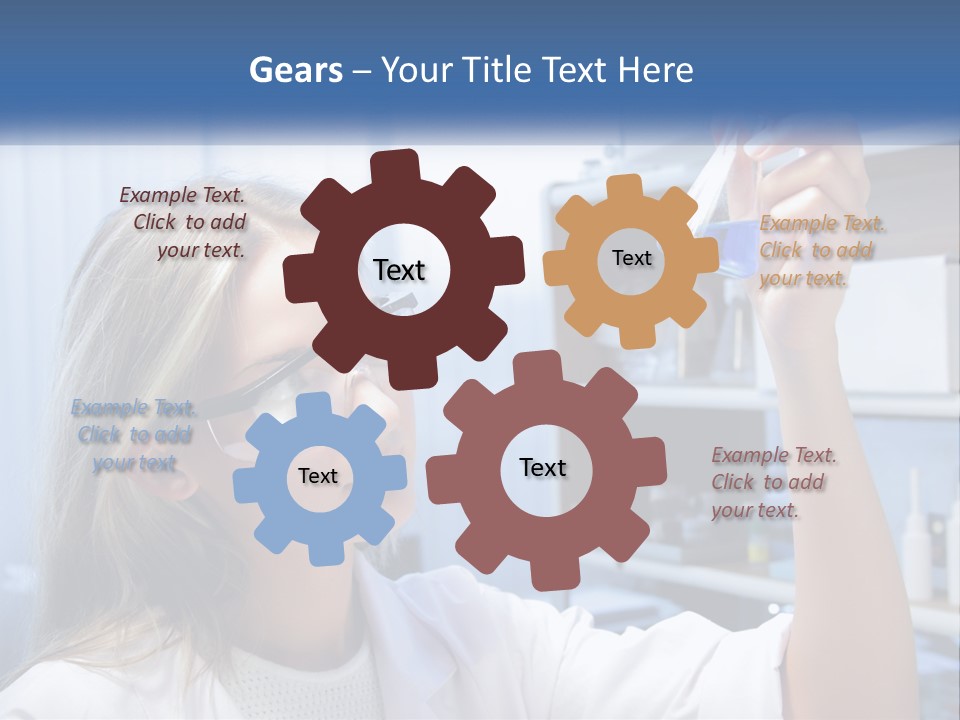 A Woman In Glasses Holding A Flask Of Blue Liquid PowerPoint Template