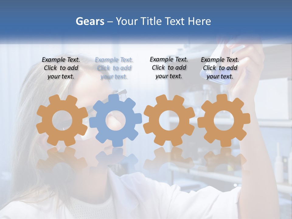 A Woman In Glasses Holding A Flask Of Blue Liquid PowerPoint Template