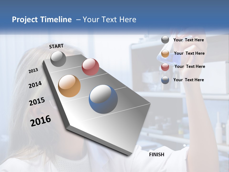 A Woman In Glasses Holding A Flask Of Blue Liquid PowerPoint Template