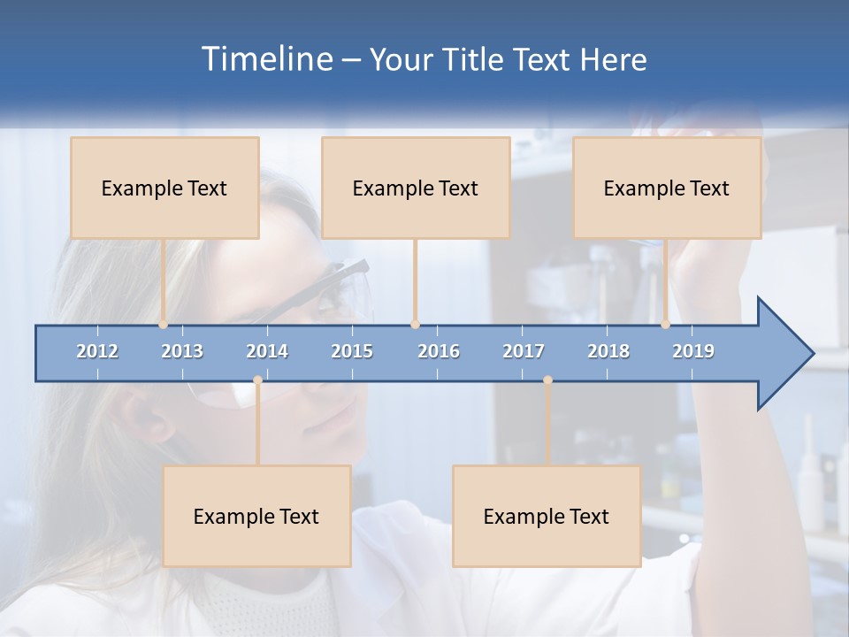 A Woman In Glasses Holding A Flask Of Blue Liquid PowerPoint Template
