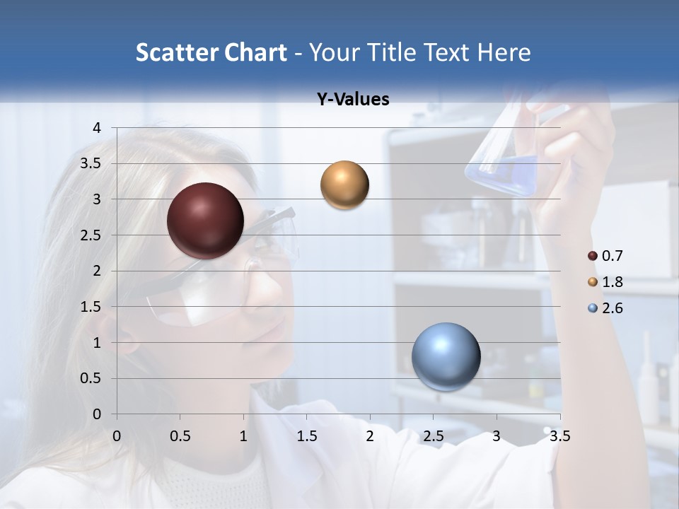 A Woman In Glasses Holding A Flask Of Blue Liquid PowerPoint Template