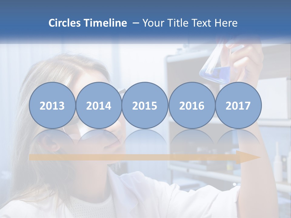 A Woman In Glasses Holding A Flask Of Blue Liquid PowerPoint Template