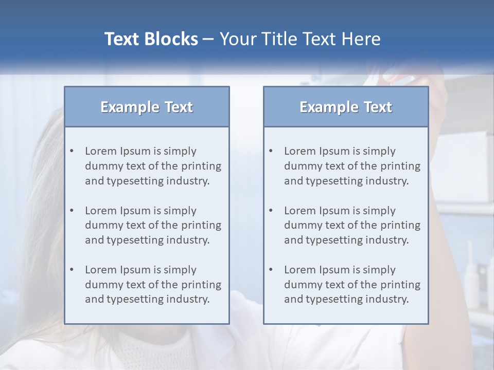 A Woman In Glasses Holding A Flask Of Blue Liquid PowerPoint Template