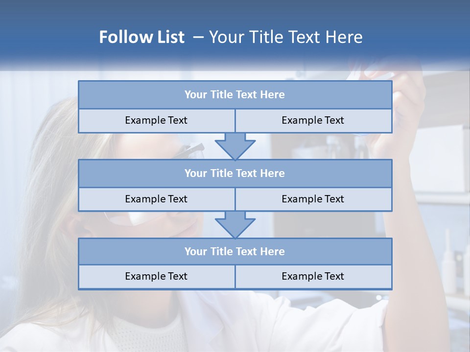 A Woman In Glasses Holding A Flask Of Blue Liquid PowerPoint Template