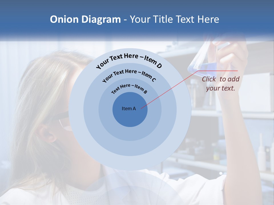 A Woman In Glasses Holding A Flask Of Blue Liquid PowerPoint Template