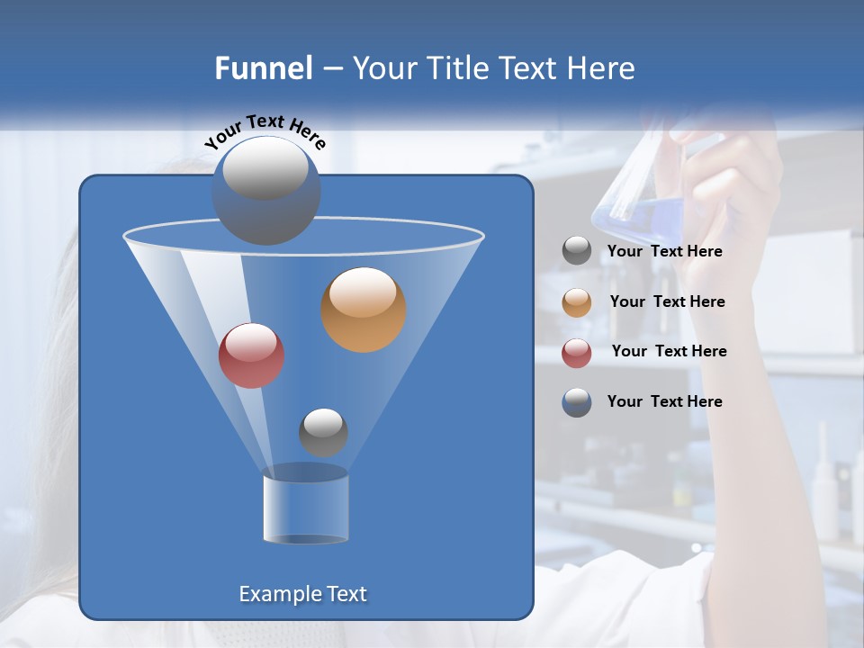 A Woman In Glasses Holding A Flask Of Blue Liquid PowerPoint Template