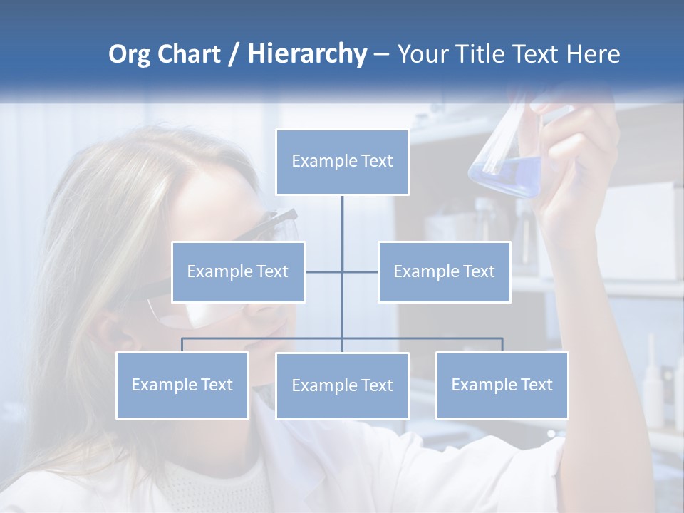 A Woman In Glasses Holding A Flask Of Blue Liquid PowerPoint Template