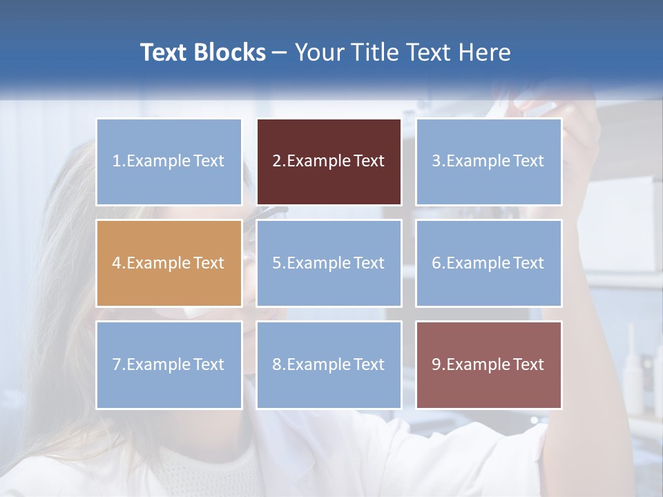 A Woman In Glasses Holding A Flask Of Blue Liquid PowerPoint Template