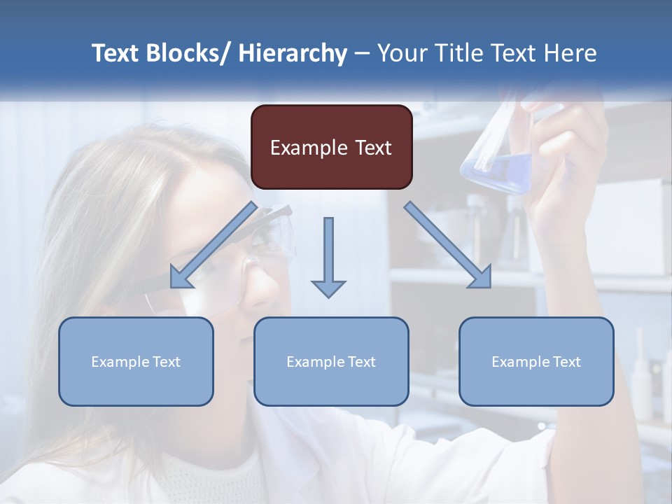 A Woman In Glasses Holding A Flask Of Blue Liquid PowerPoint Template