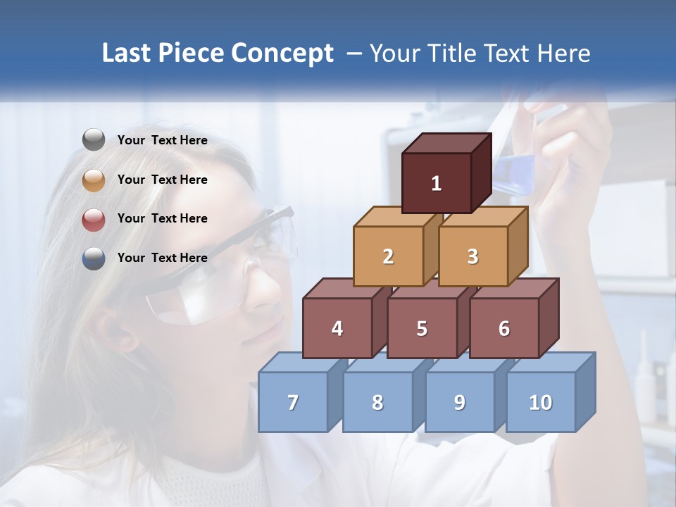 A Woman In Glasses Holding A Flask Of Blue Liquid PowerPoint Template