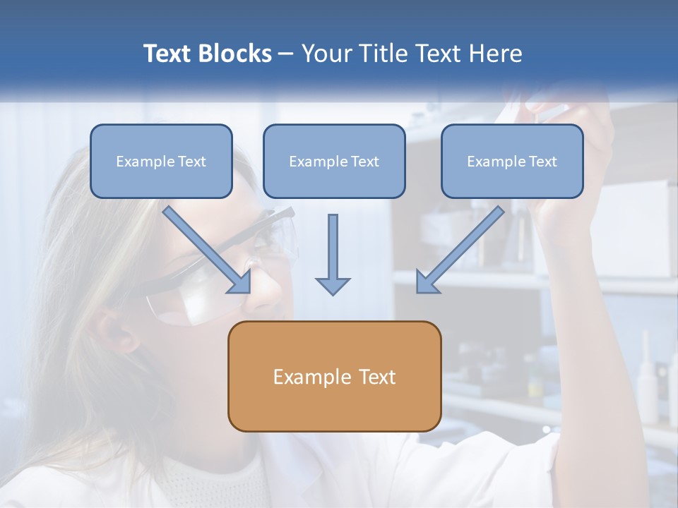 A Woman In Glasses Holding A Flask Of Blue Liquid PowerPoint Template