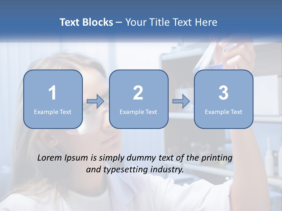 A Woman In Glasses Holding A Flask Of Blue Liquid PowerPoint Template