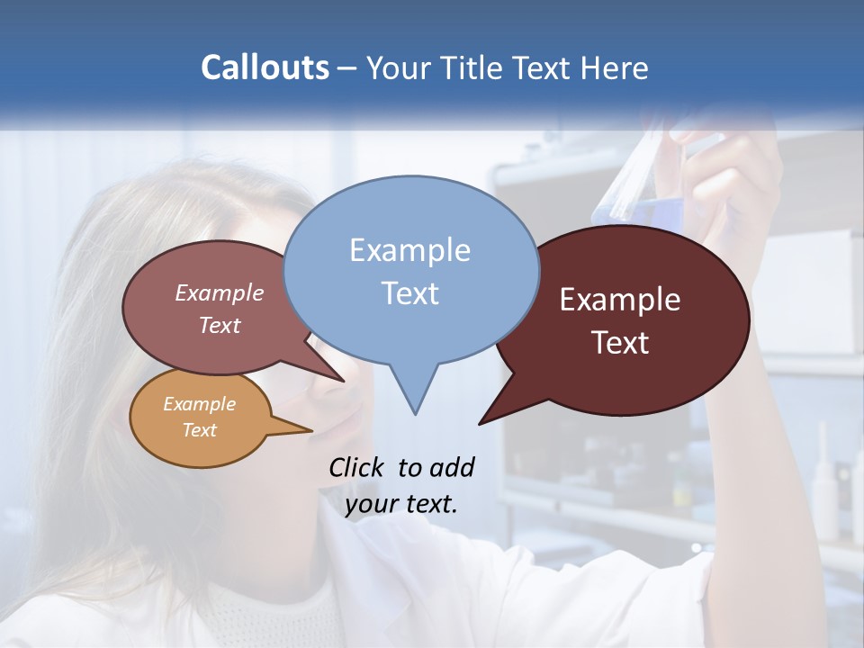 A Woman In Glasses Holding A Flask Of Blue Liquid PowerPoint Template