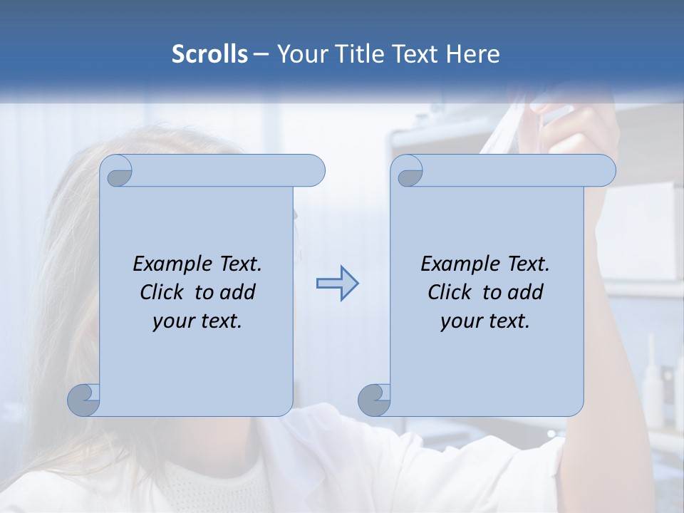 A Woman In Glasses Holding A Flask Of Blue Liquid PowerPoint Template