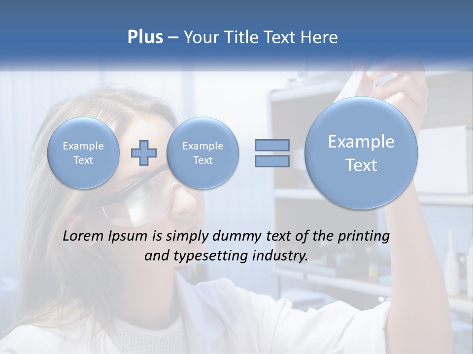 A Woman In Glasses Holding A Flask Of Blue Liquid PowerPoint Template