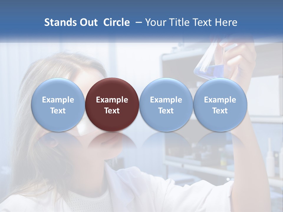 A Woman In Glasses Holding A Flask Of Blue Liquid PowerPoint Template