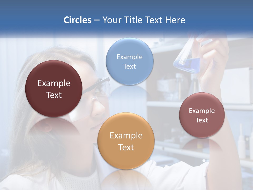 A Woman In Glasses Holding A Flask Of Blue Liquid PowerPoint Template