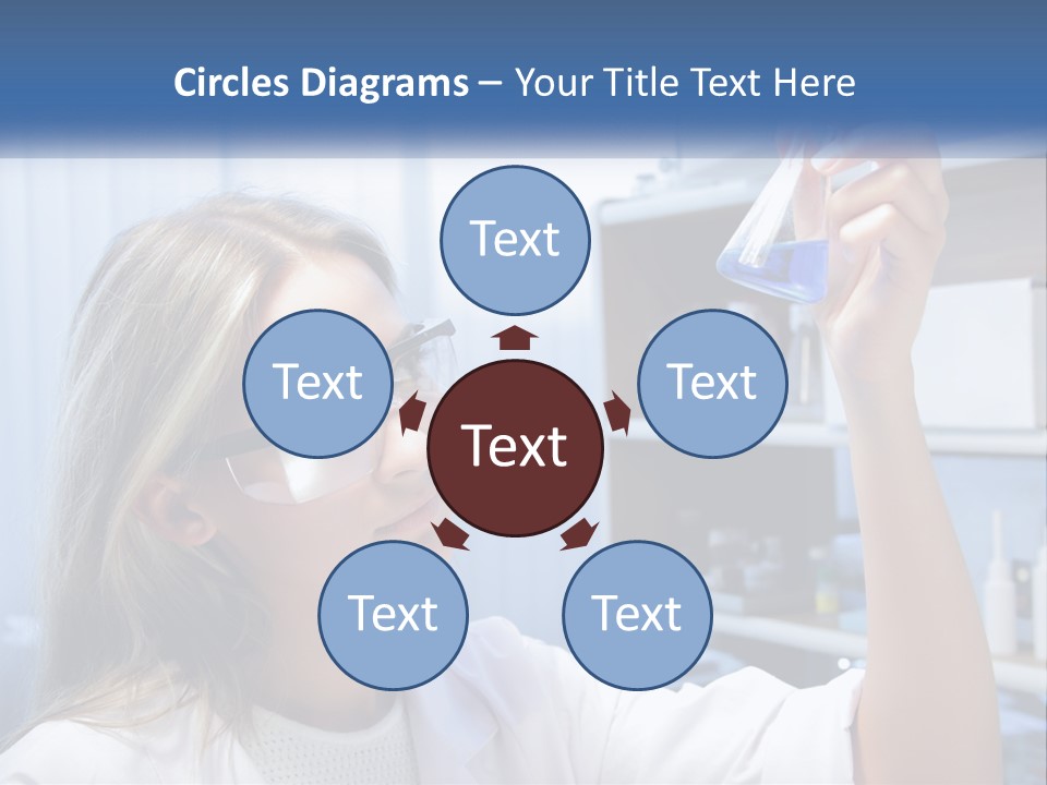 A Woman In Glasses Holding A Flask Of Blue Liquid PowerPoint Template